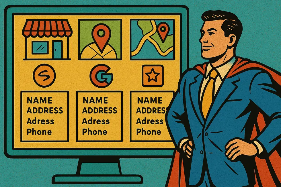 A business owner updating their google business profile to improve local seo.