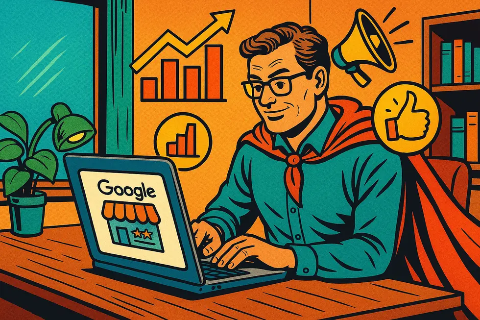 A business owner updating their google business profile to improve local seo.