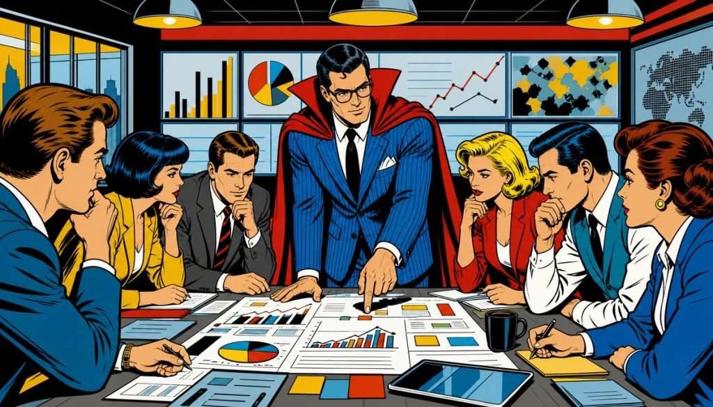 Maxwell, a marketing strategist, leads a team analyzing email personalization data on a holographic screen in a modern agency.